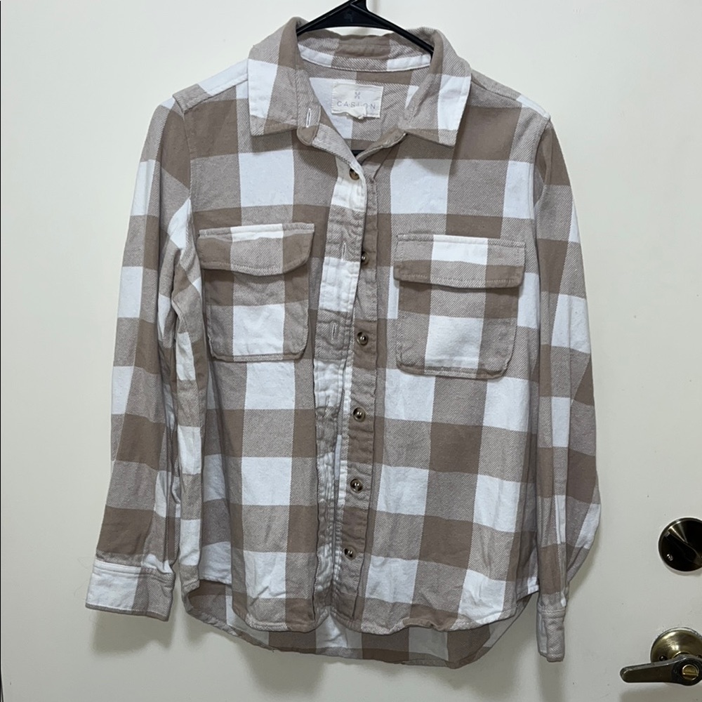 CASLON flannel Checkered Shirt - Brown and White medium